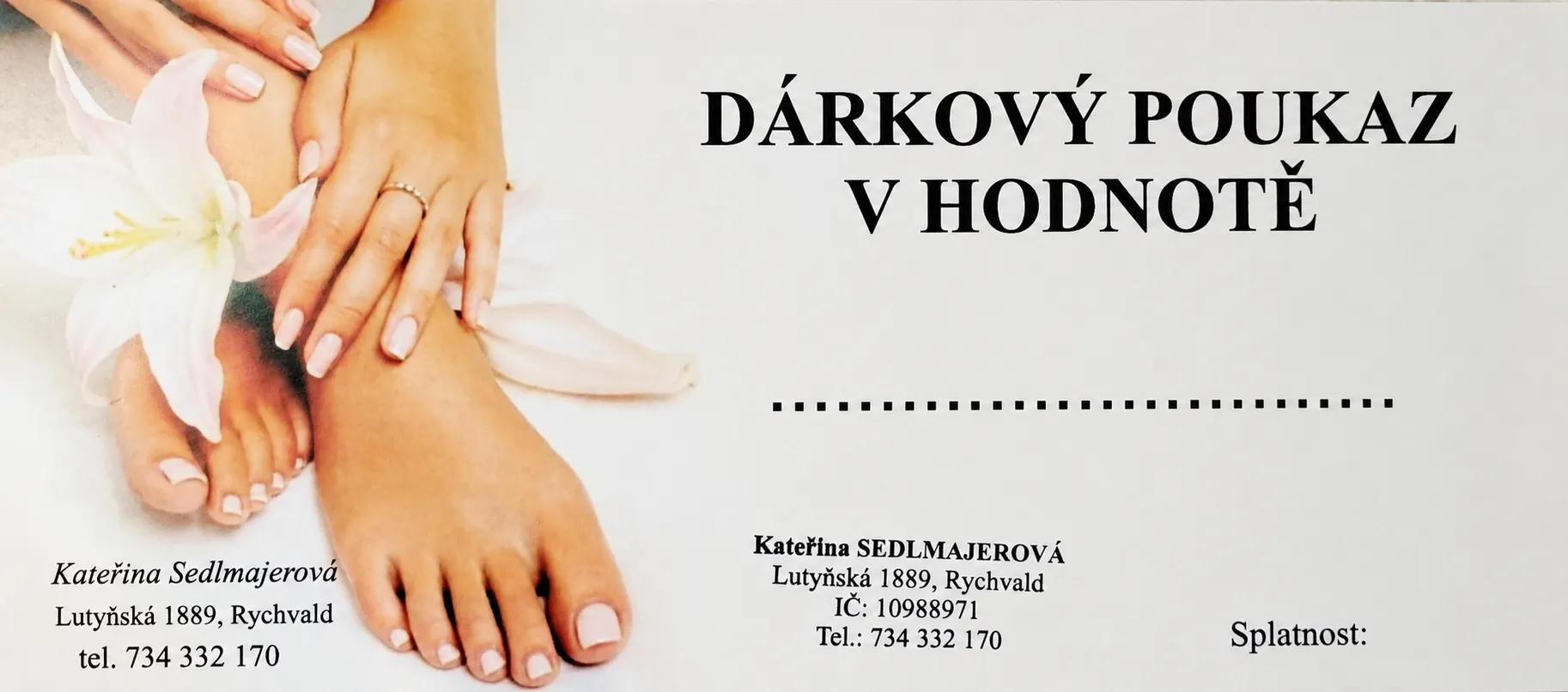 Dárkový poukaz Pedikúra Katka